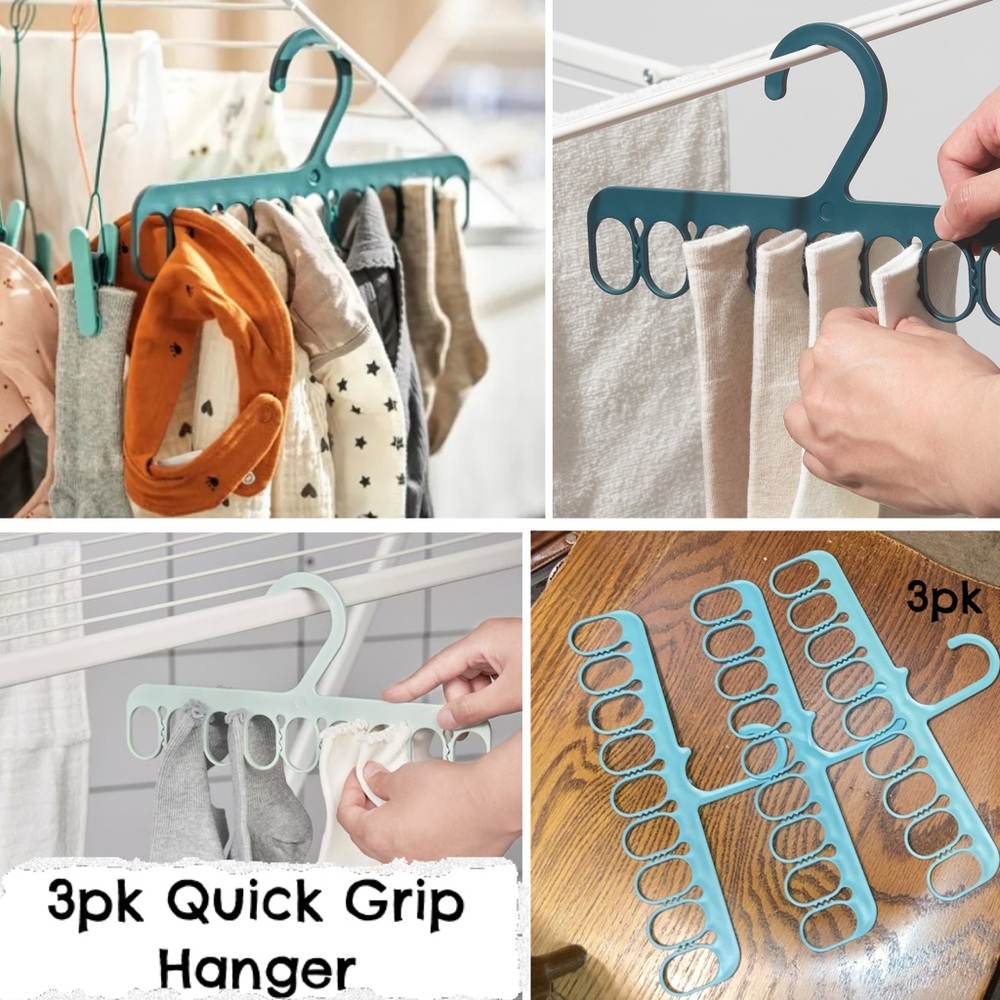 3x Plastic Quick Grip Hangers Closet Organizer Socks Scarfts Drying Clothes Rack
